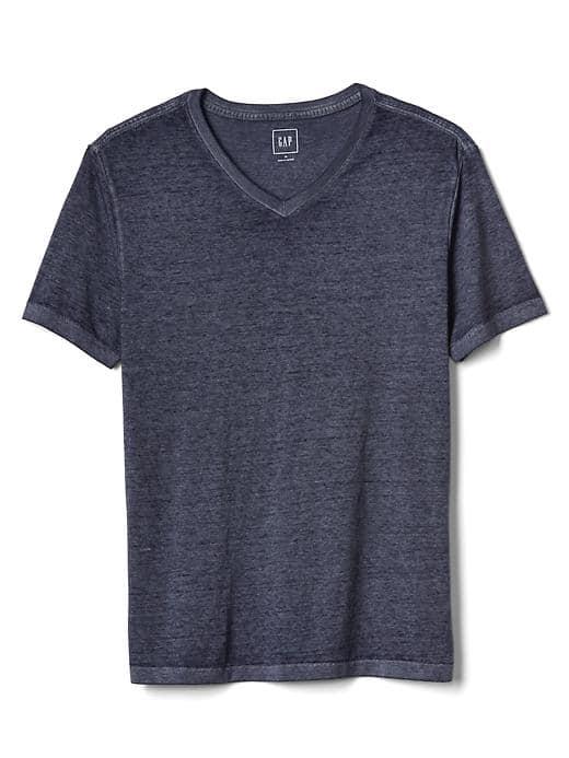 Gap Men Burnout V Neck Tee - Tapestry Navy