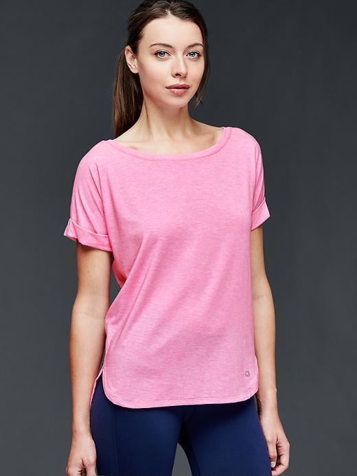 Gap Women Gapfit Breathe Roll Sleeve Tee - Neon Double Pink