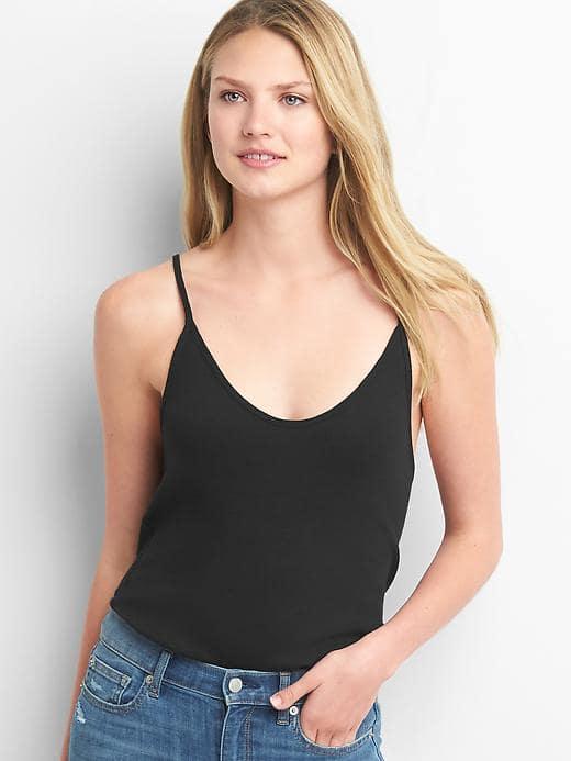 Gap Women Rib Knit V Neck Cami - True Black