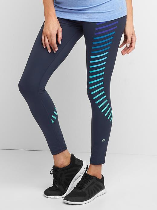 Gap Women Gapfit Blackout Technology Gfast Full Panel Graphic Stripe Leggings - True Indigo