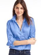 Gap Women Linen Popover Tunic - Hanover Blue