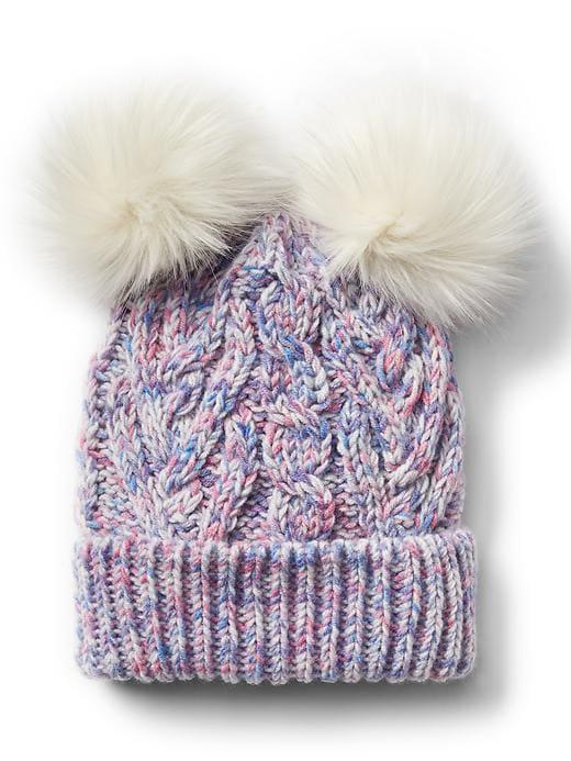 Gap Pom Pom Cable Knit Beanie - Pastel Multi