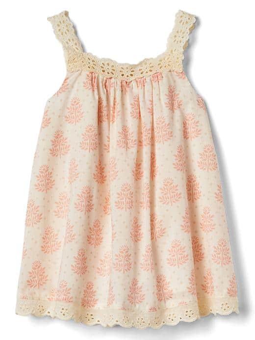 Gap Leafy Lace Trim Dress - Ivory Frost