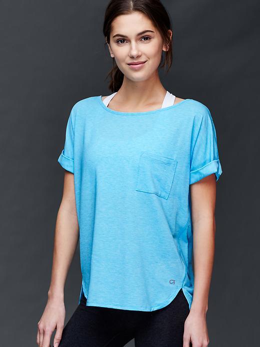 Gap Women Gapfit Breathe Roll Sleeve Tee - True Cyan Blue 663