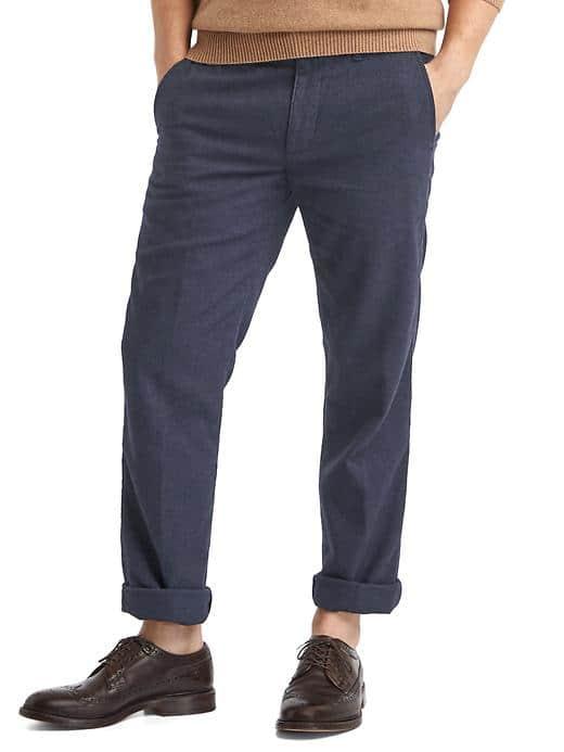 Gap Men Straight Herringbone Khaki Pants - Navy