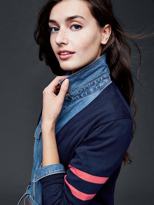 Gap Women Cotton Varsity Stripe Cardigan - True Indigo