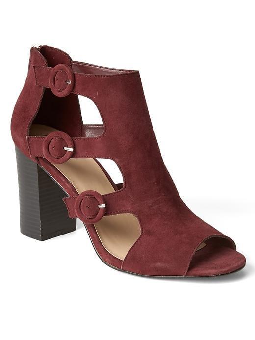 Gap Women Suede Buckle Booties - Bordeaux Red