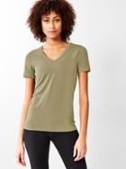 Gap Women Gapfit Breathe V Neck Tee - Green Khaki