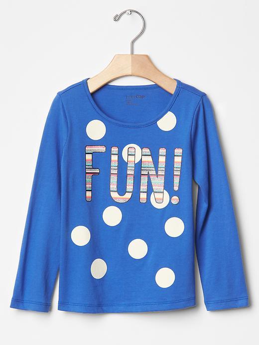 Gap Glitter Graphic Long Sleeve Tee - Belle Blue