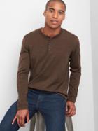 Gap Men Merino Wool Henley Sweater - Classic Camel