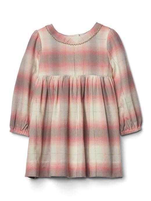 Gap Picot Trim Plaid Dress - Pink Plaid