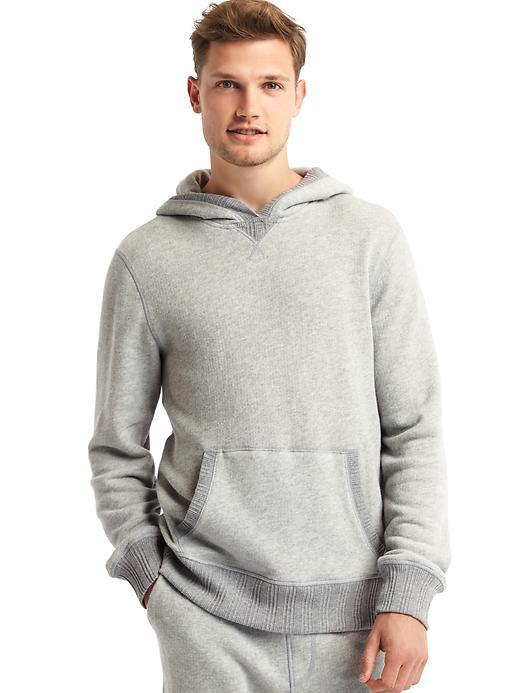 Gap Men Textured Terry Hoodie - Grey Heather