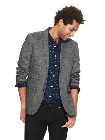 Gap X Gq Bespoken Shrunken Tweed Blazer - True Navy