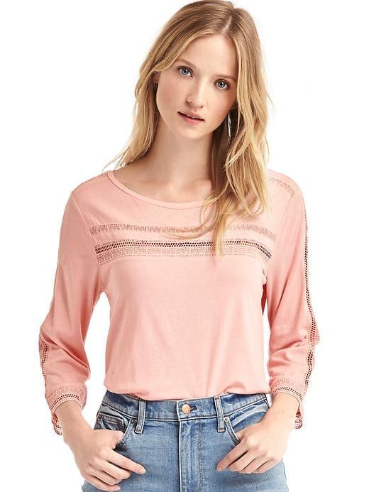 Gap Luxe Crochet Trim Top - Pink Dust