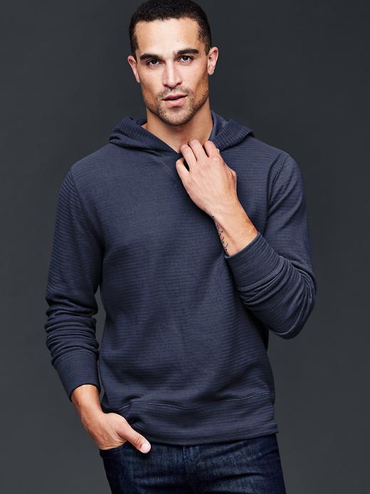 Gap Men Textured Hoodie - Cool Lake Blue