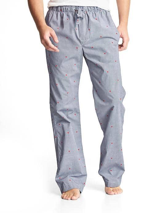 Gap Men Heart Print Pj Pants - Blue Check