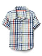 Gap Plaid Madras Convertible Shirt - New Off White