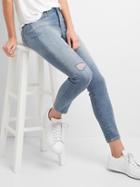Gap Mid Rise Distressed True Skinny Ankle Jeans - Light Indigo