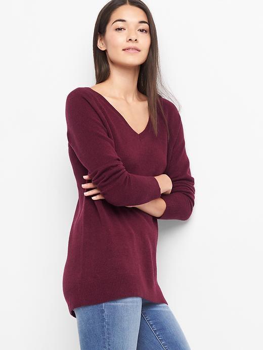 Gap V Neck Raglan Sweater - Ruby Wine