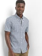 Gap Poplin Gingham Slim Fit Shirt - Comet Blue