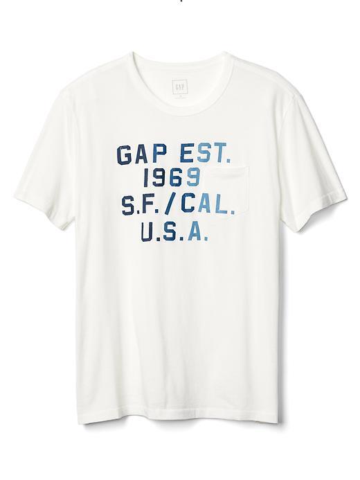 Gap Men Logo Pocket Crew Tee - New Off White