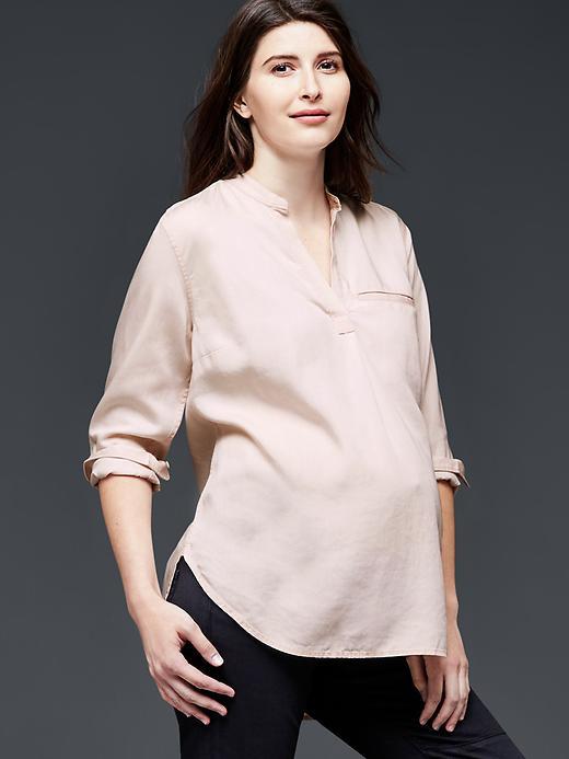 Gap Women Tencel Popover Top - Pink Standard