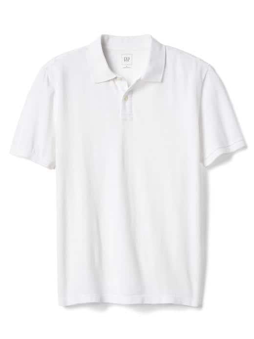 Gap Men Solid Pique Polo - White