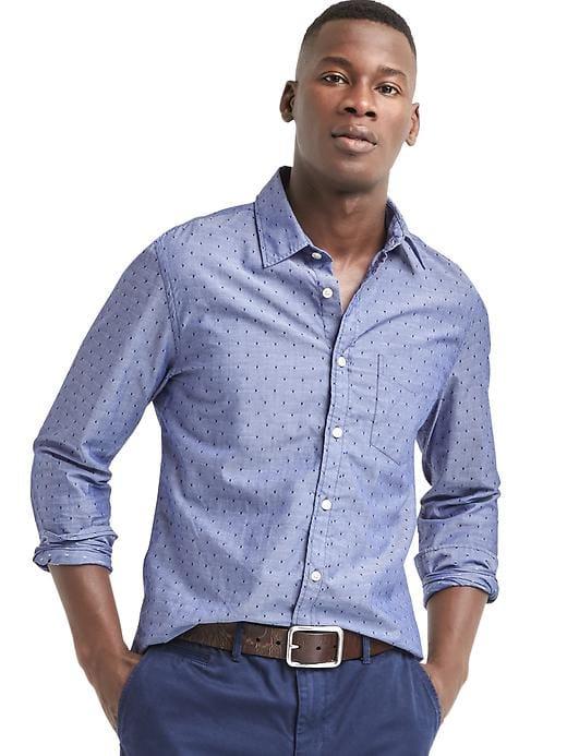 Gap Men True Wash Dobby Slim Fit Shirt - Dark Blue