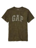 Gap Men Factory Distressed Arch Logo Tee - Tweed Green