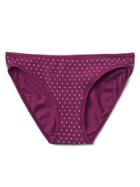 Gap Women Stretch Cotton Low Rise Bikini - Dark Cranberry Dot