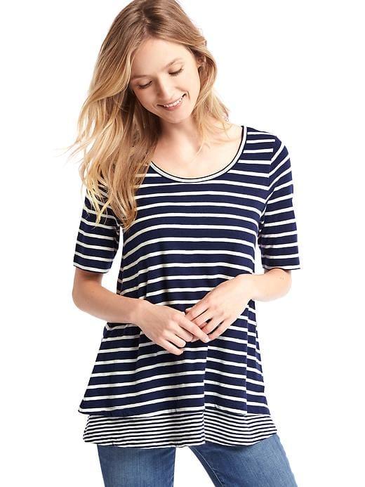 Gap Double Layered Nursing Tee - Navy/white Stripe