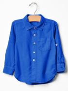 Gap Linen Convertible Shirt - Blue Allure