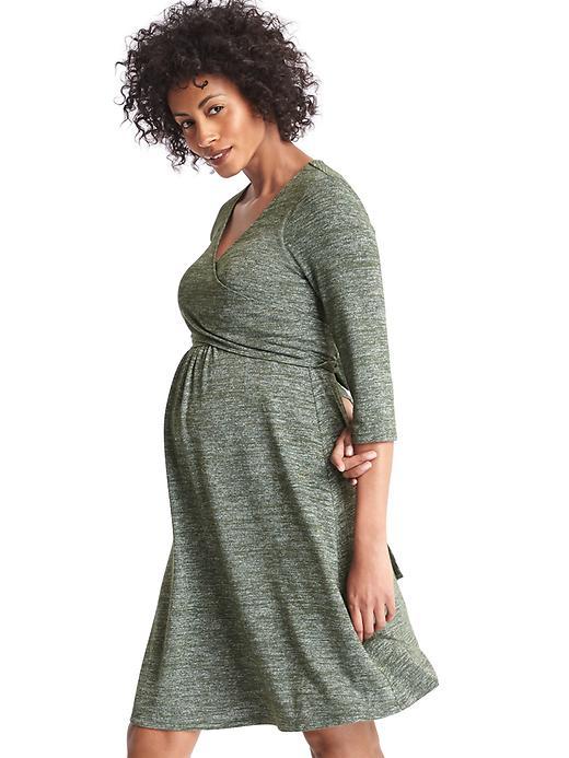 Gap Softspun Three Quarter Wrap Dress - Black Grass