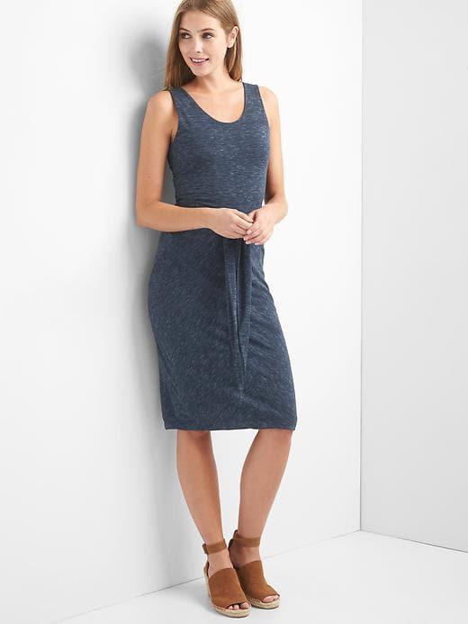 Gap Spacedye Tie Front Tank Dress - Navy Space Dye