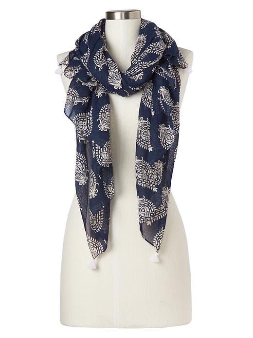 Gap Women Woodblock Tassel Scarf - Navy