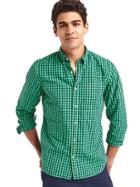 Gap Men True Wash Gingham Standard Fit Shirt - Lush Green