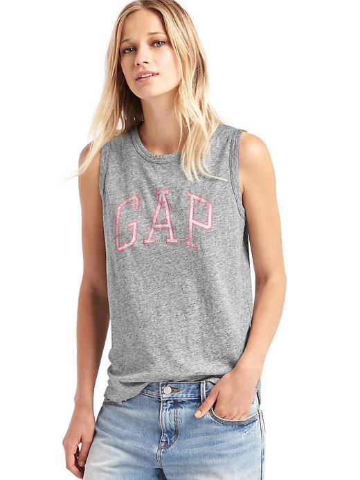 Gap Women Skinny Logo Muscle Tank - Heather Grey
