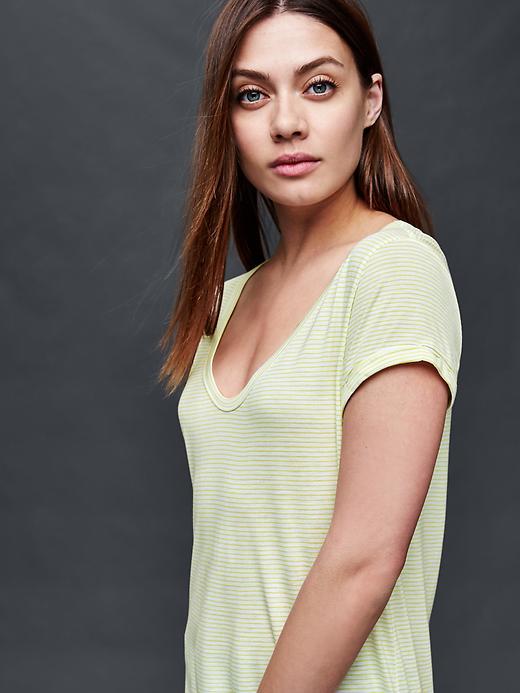 Gap Mini Stripe Short Sleeve Roll Tee - Phosphorus