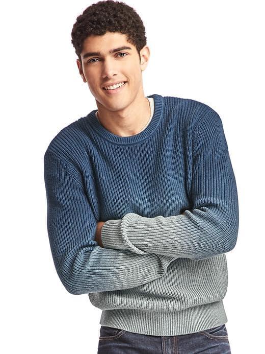 Gap Men Cozy Textured Ombre Crewneck Sweater - Ombre Blue