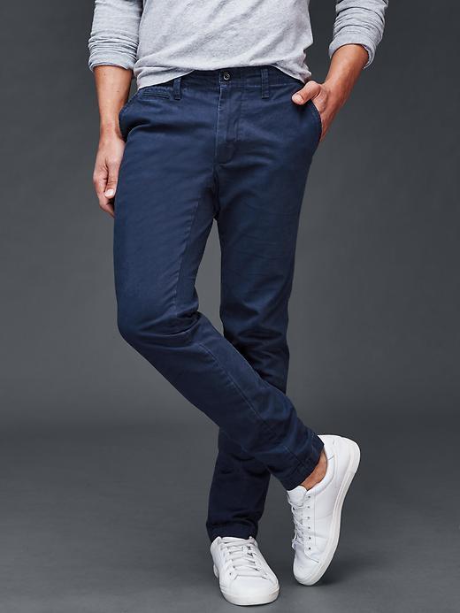 Gap Men Slub Twill Pants Skinny Fit - Navy