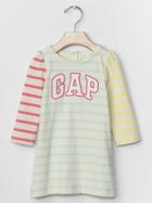 Gap Logo Colorblock Stripe Dress - Ivory Frost