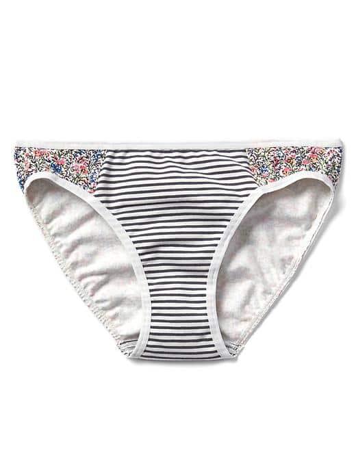 Gap Women Cotton Stretch Side Panel Bikini - Preppy Stripe Cast Iron