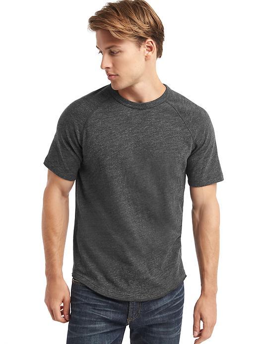 Gap Men Marled Short Sleeve Raglan Tee - Charcoal Heather