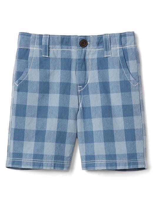 Gap Check Flat Front Shorts - Light Indigo
