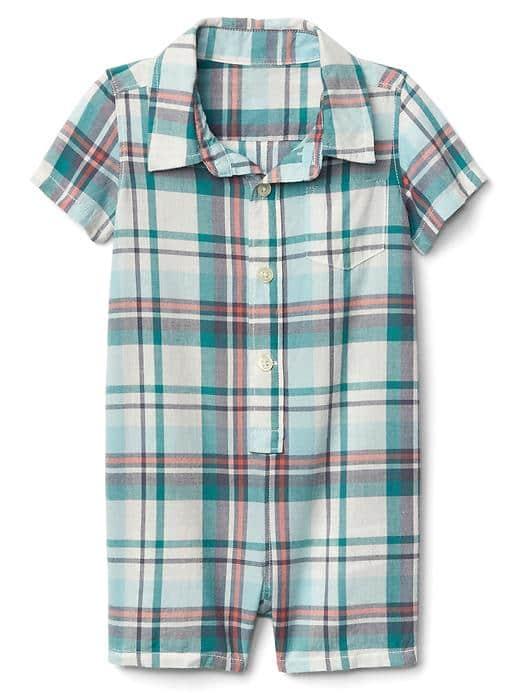 Gap Plaid Madras Shorty One Piece - Teal Ocean