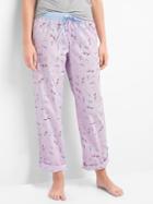 Gap Women Poplin Roll Sleep Pants - Wildcats Print Purple