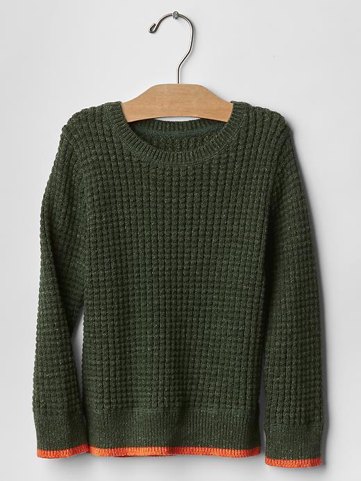 Gap Contrast Tipped Waffle Sweater - Green