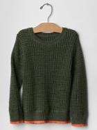 Gap Contrast Tipped Waffle Sweater - Green