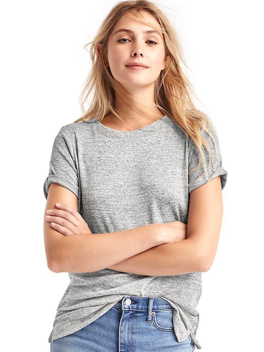 Gap Softspun Knit Roll Sleeve Tee - Marled Grey Heather