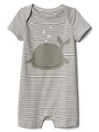 Gap Organic Whale Shorty One Piece - Gray Stripe